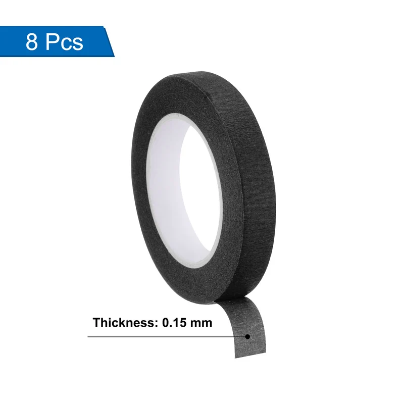 8 Pcs 0.4 Inch Wide 14 Yards Black Masking Tape Painters Tape Rolls