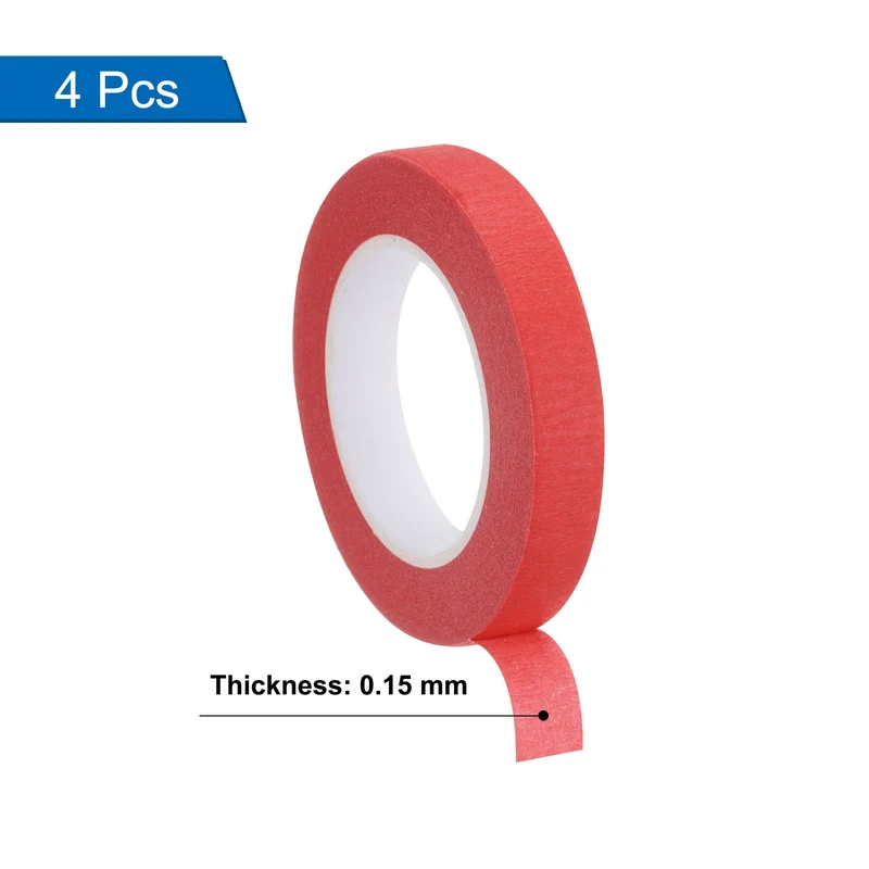 4 Pcs 0.4 Inch Wide 14 Yards Red Masking Tape Painters Tape Rolls