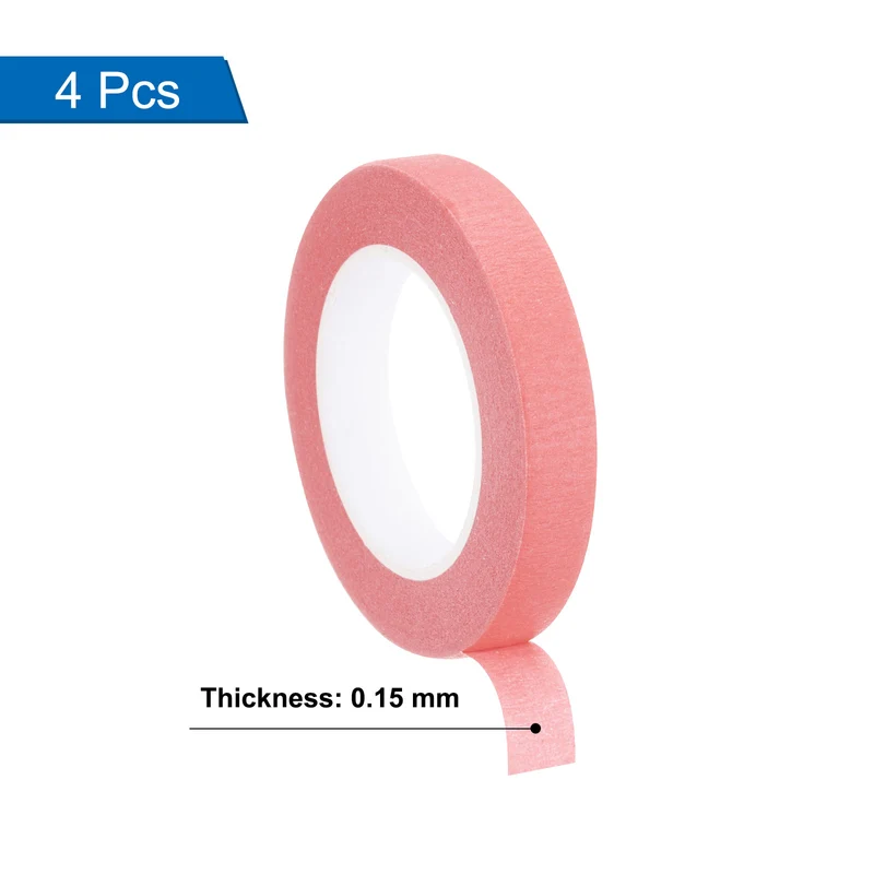4 Pcs 0.4 Inch Wide 14 Yards Pink Masking Tape Painters Tape Rolls