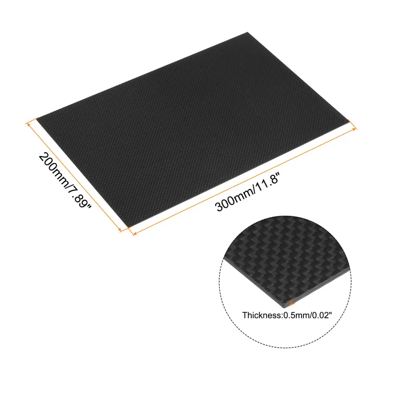 1 Pcs Carbon Fiber Sheet 300×200×0.5mm Glossy Surface Plain Weave Panel Sheet