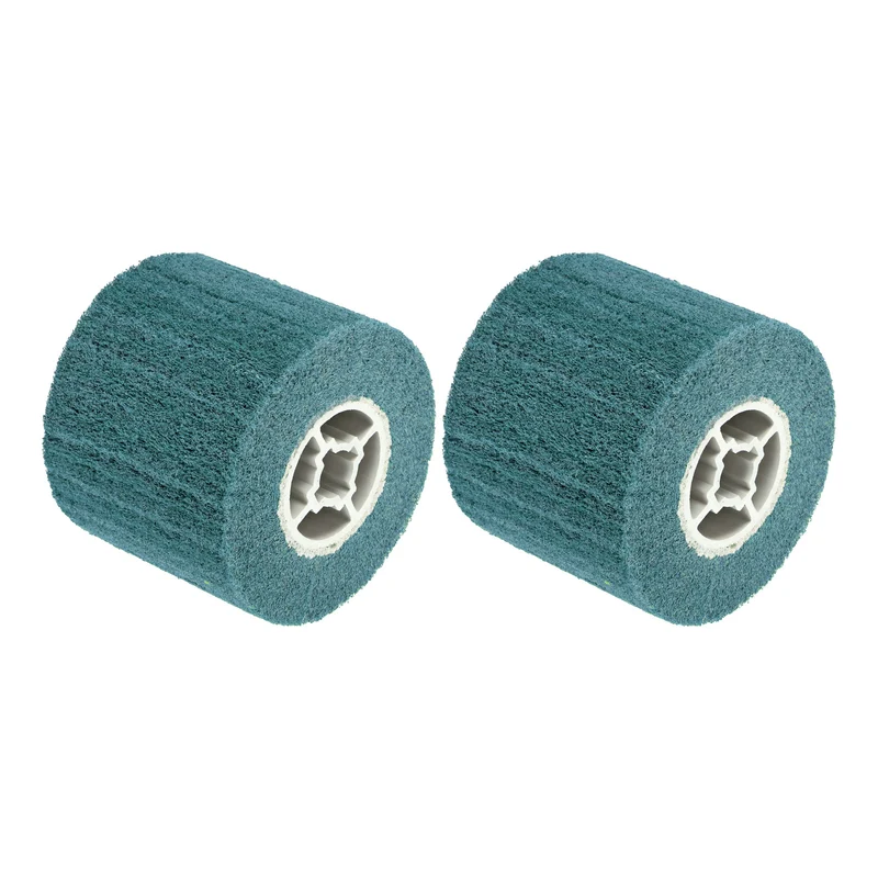 2pcs 120x100mm 320 Grit Non-Woven Wire Drawing Abrasive Polishing Wheel Blue