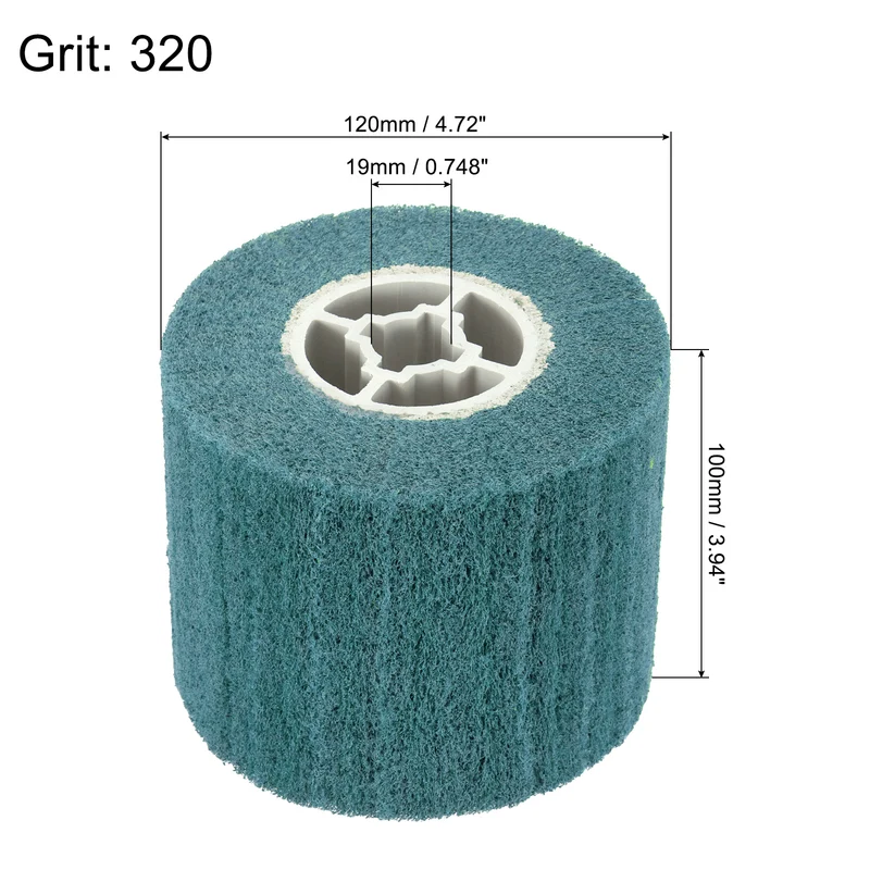 2pcs 120x100mm 320 Grit Non-Woven Wire Drawing Abrasive Polishing Wheel Blue