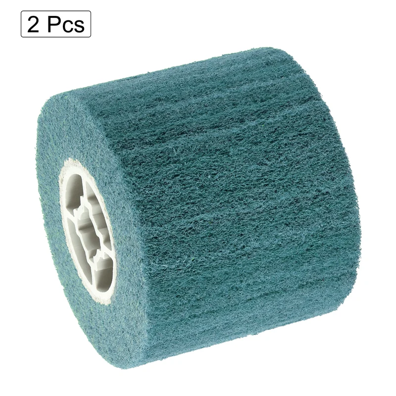 2pcs 120x100mm 320 Grit Non-Woven Wire Drawing Abrasive Polishing Wheel Blue