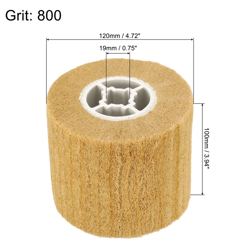 2pcs 120x100mm 800 Grit Non-Woven Wire Drawing Abrasive Polishing Wheel Yellow