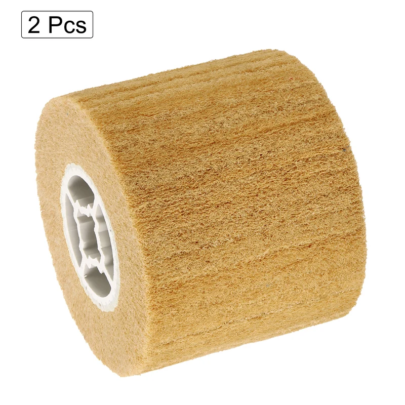 2pcs 120x100mm 600 Grit Non-Woven Wire Drawing Abrasive Polishing Wheel Yellow