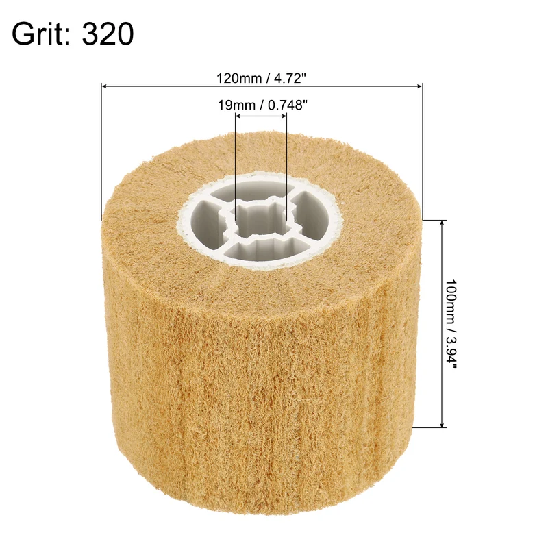 2pcs 120x100mm 320 Grit Non-Woven Wire Drawing Abrasive Polishing Wheel Yellow