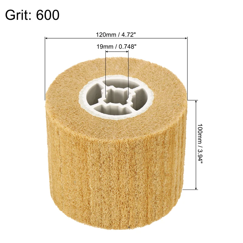 120x100mm 600 Grit Non-Woven Wire Drawing Abrasive Polishing Wheel Yellow