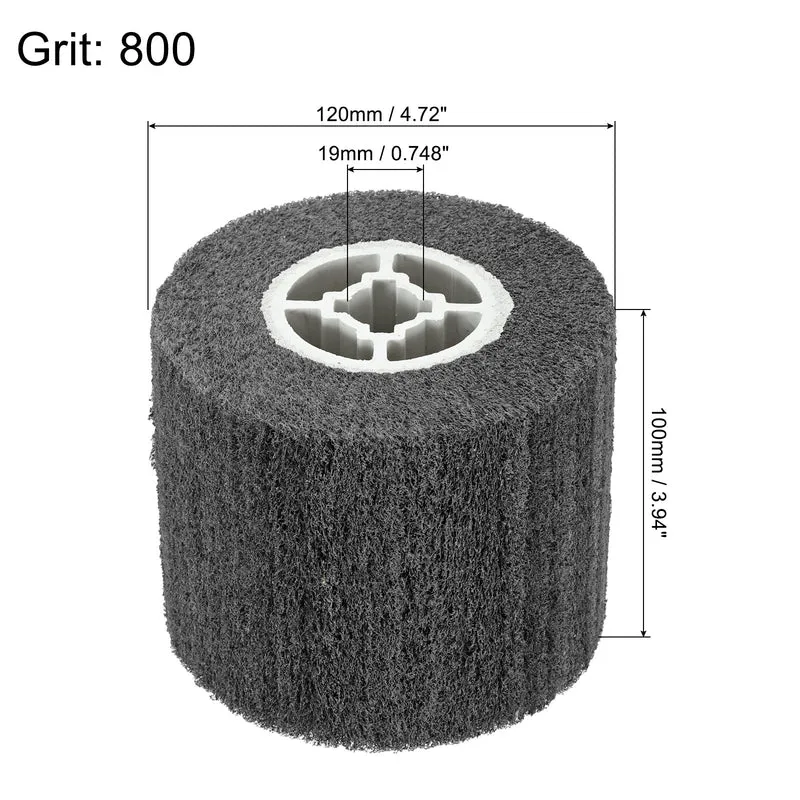 2pcs 120x100mm 800 Grit Non-Woven Wire Drawing Abrasive Polishing Wheel Gray