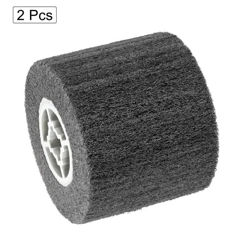 2pcs 120x100mm 800 Grit Non-Woven Wire Drawing Abrasive Polishing Wheel Gray