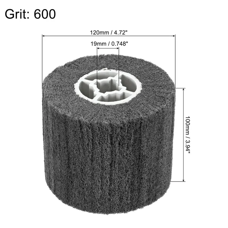 2pcs 120x100mm 600 Grit Non-Woven Wire Drawing Abrasive Polishing Wheel Gray
