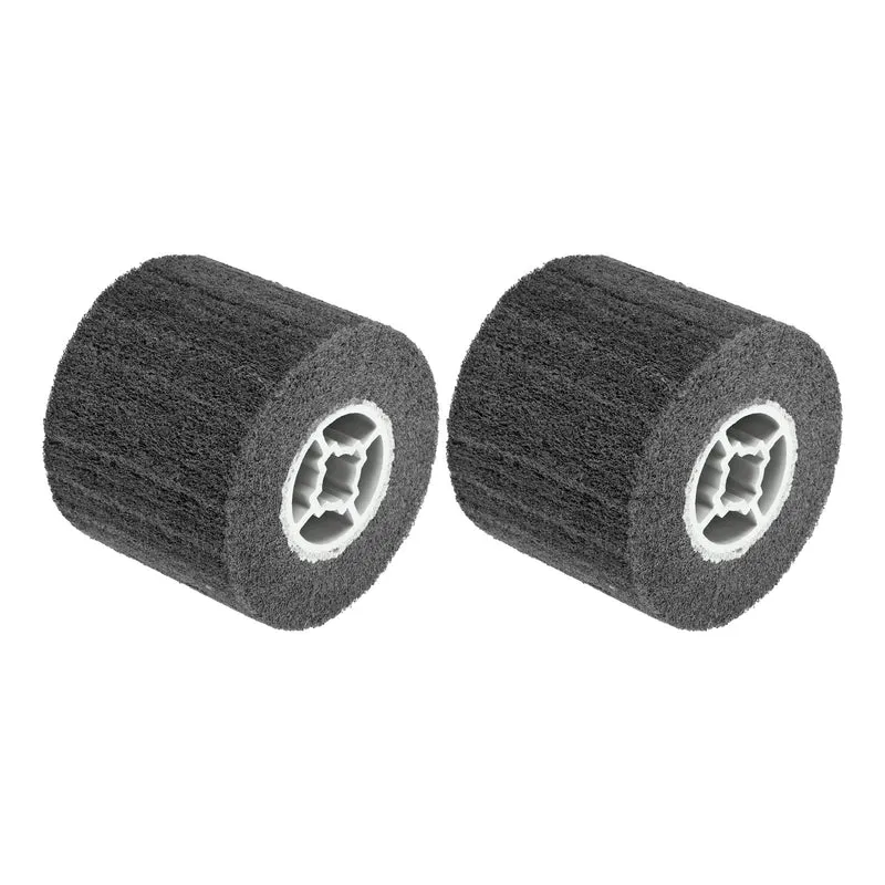 2pcs 120x100mm 320 Grit Non-Woven Wire Drawing Abrasive Polishing Wheel Gray