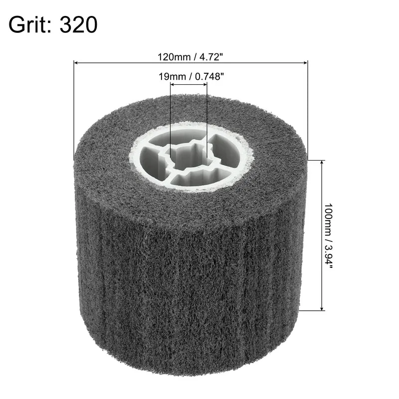 2pcs 120x100mm 320 Grit Non-Woven Wire Drawing Abrasive Polishing Wheel Gray