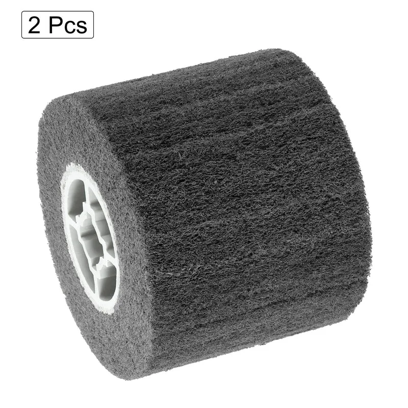 2pcs 120x100mm 320 Grit Non-Woven Wire Drawing Abrasive Polishing Wheel Gray