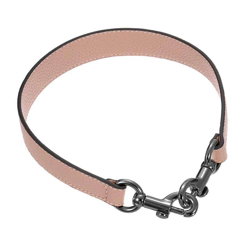 19.29 Inch PU Leather Short Bag Strap with Clasp, Pink, Grey Buckle