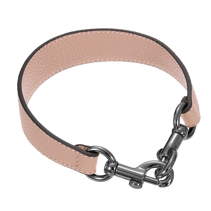 14.17 Inch PU Leather Short Bag Strap with Clasp, Pink, Grey Buckle