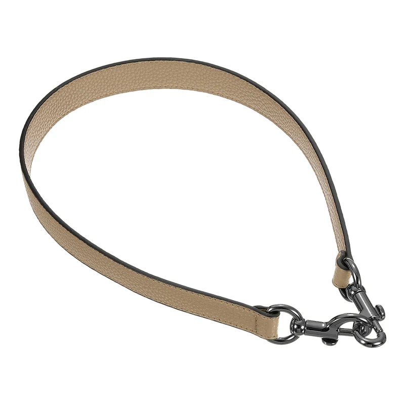 25.59 Inch PU Leather Short Bag Strap with Clasp, Tawny, Grey Buckle