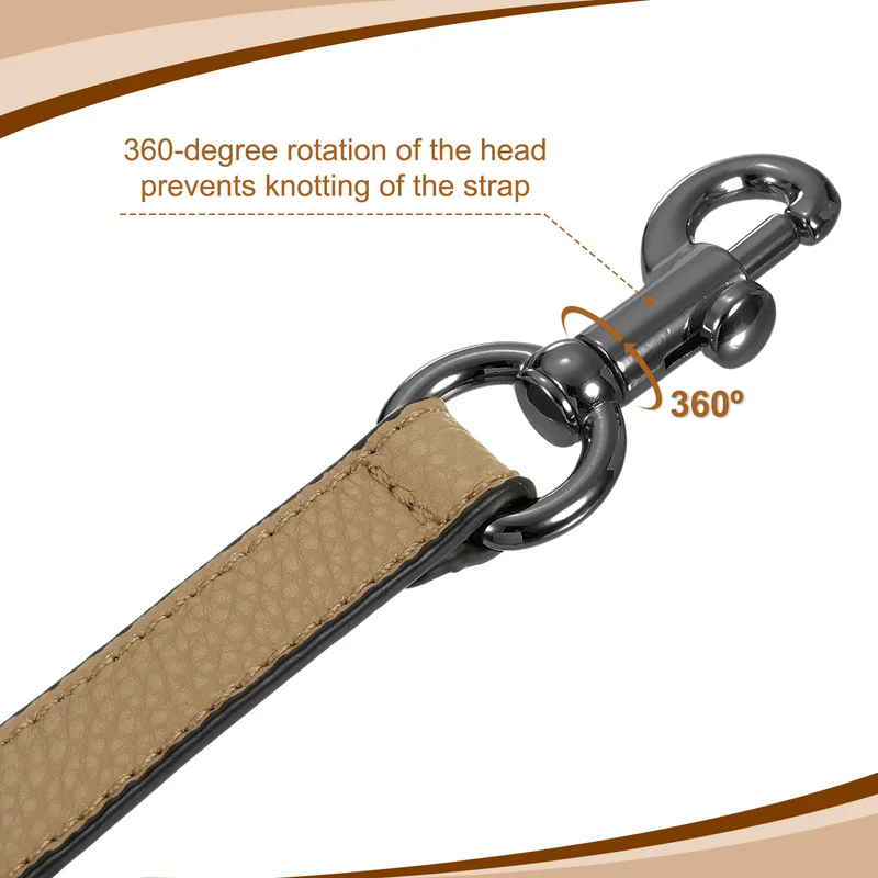 14.17 Inch PU Leather Short Bag Strap with Clasp, Tawny, Grey Buckle