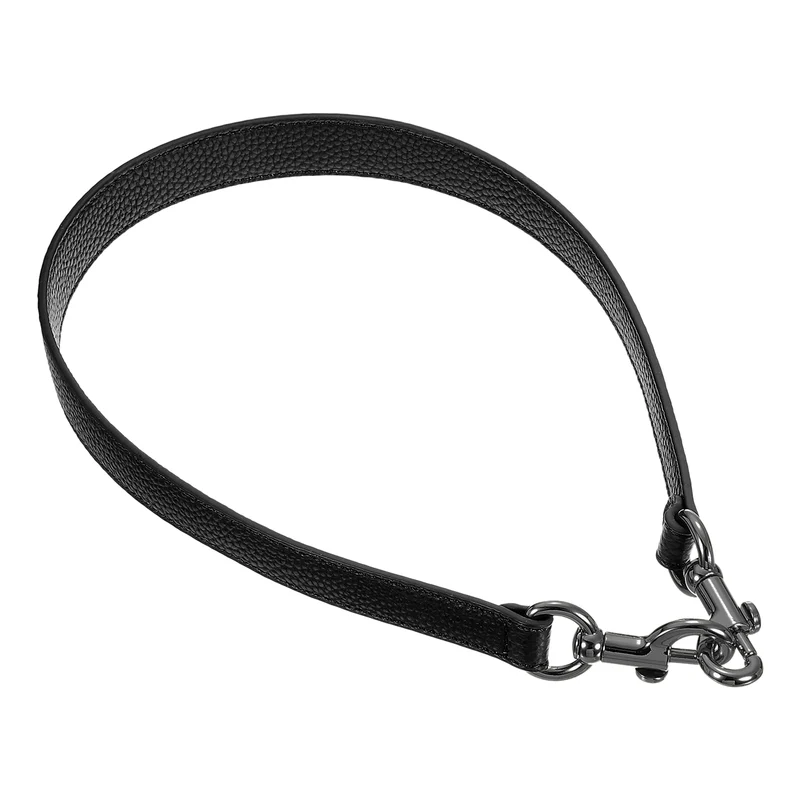 25.59 Inch PU Leather Short Bag Strap with Clasp Black Grey Buckle