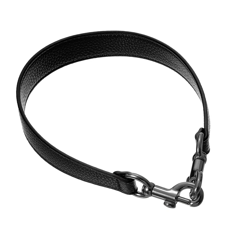 19.29 Inch PU Leather Short Bag Strap with Clasp Black Grey Buckle