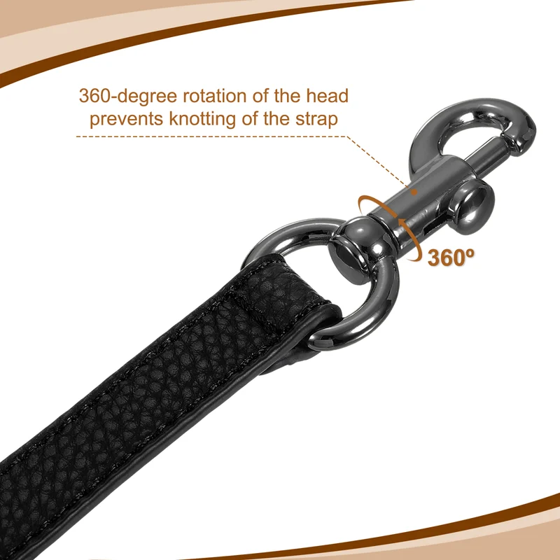 14.17 Inch PU Leather Short Bag Strap with Clasp Black Grey Buckle