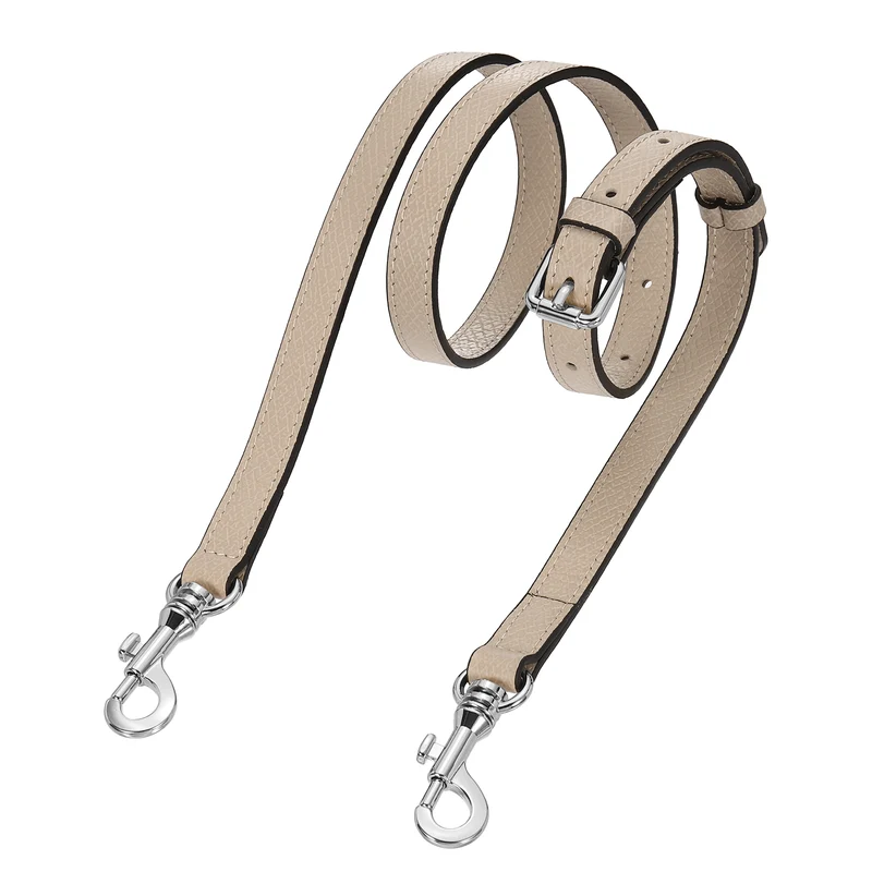 Leather Bag Strap, 37.4"-45.3" Crossbody Straps (Pink, Silver Buckle)