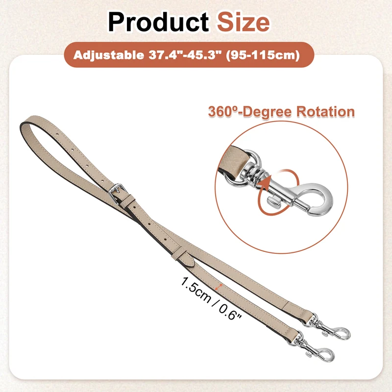 Leather Bag Strap, 37.4"-45.3" Crossbody Straps (Pink, Silver Buckle)