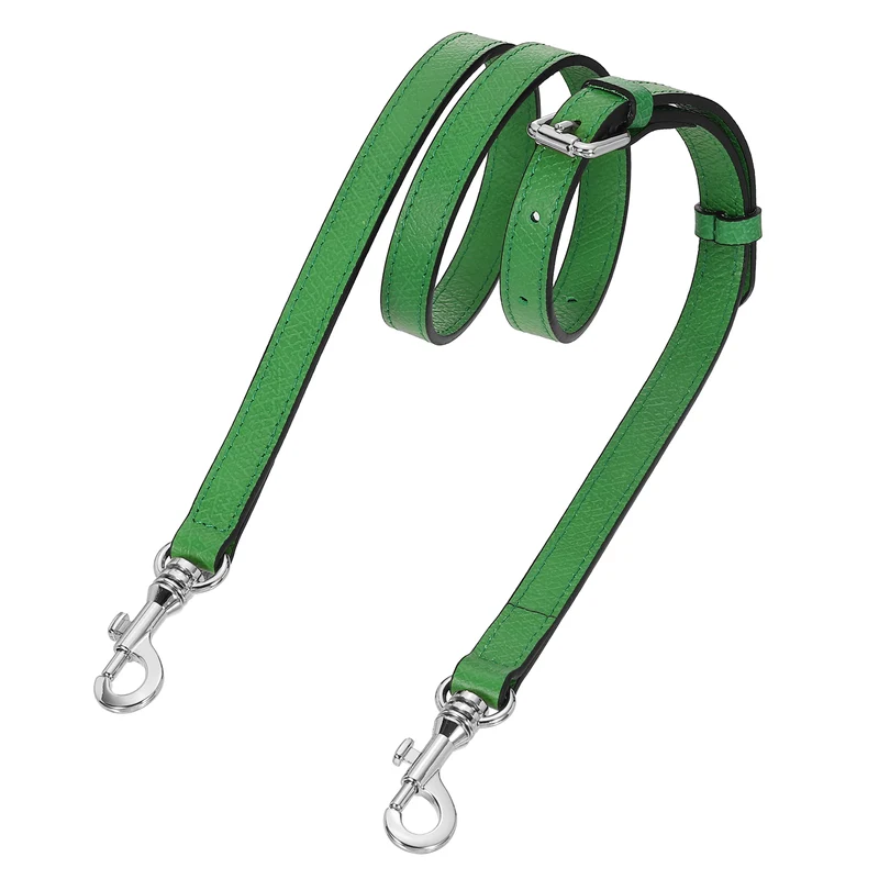 Leather Bag Strap, 37.4"-45.3" Crossbody Straps (Green, Silver Buckle)
