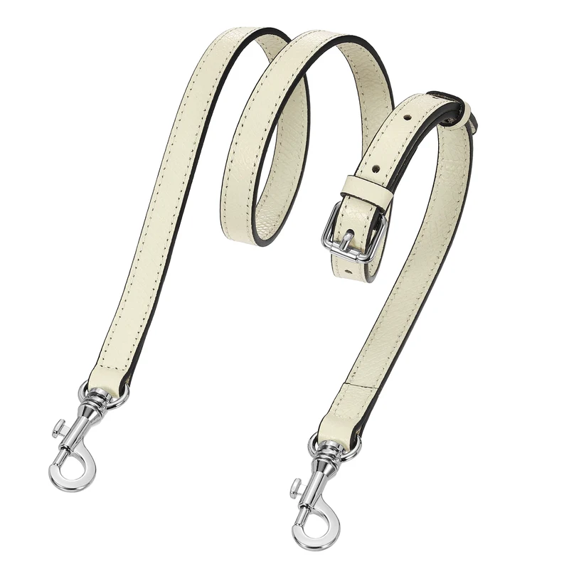 Leather Bag Strap, 37.4"-45.3" Crossbody Straps (Grey, Silver Buckle)
