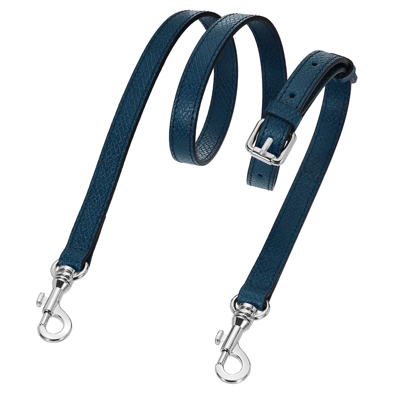 Leather Bag Strap, 37.4"-45.3" Crossbody Straps (Dark Blue, Silver Buckle)