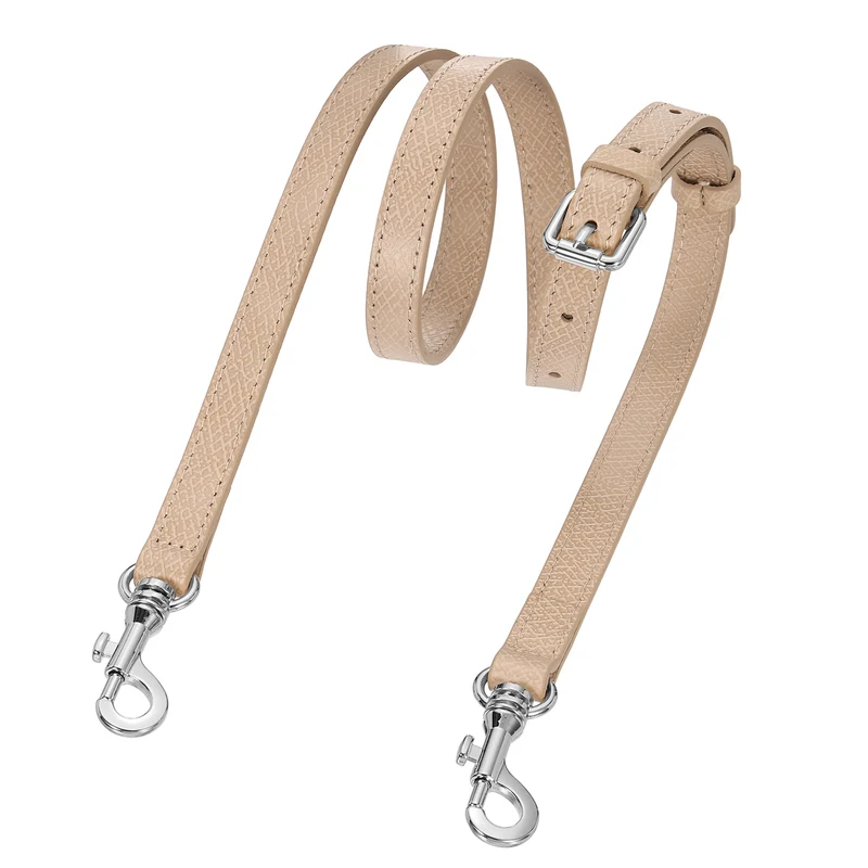 Leather Bag Strap, 37.4"-45.3" Crossbody Straps (Lotus Pink, Silver Buckle)
