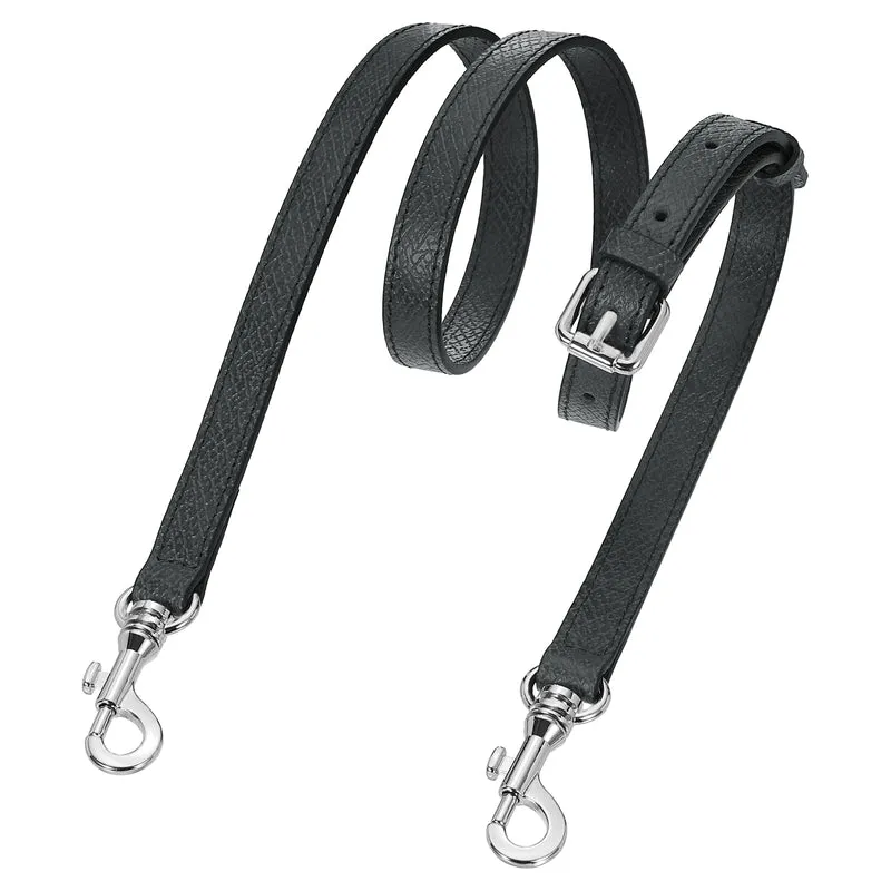 Leather Bag Strap, 37.4"-45.3" Crossbody Straps (Graphite Grey, Silver Buckle)