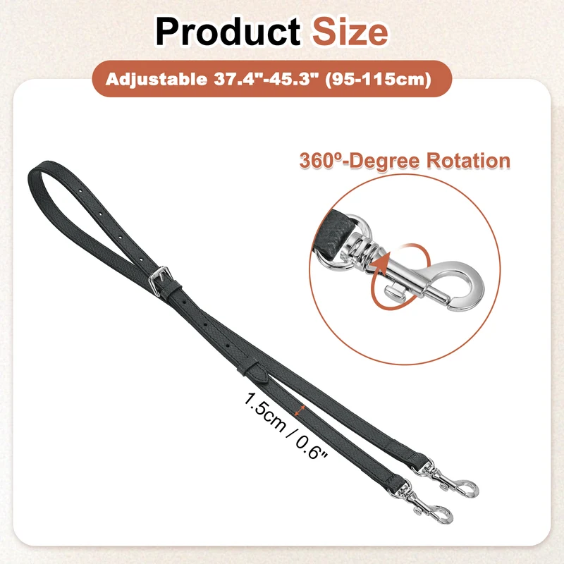 Leather Bag Strap, 37.4"-45.3" Crossbody Straps (Graphite Grey, Silver Buckle)