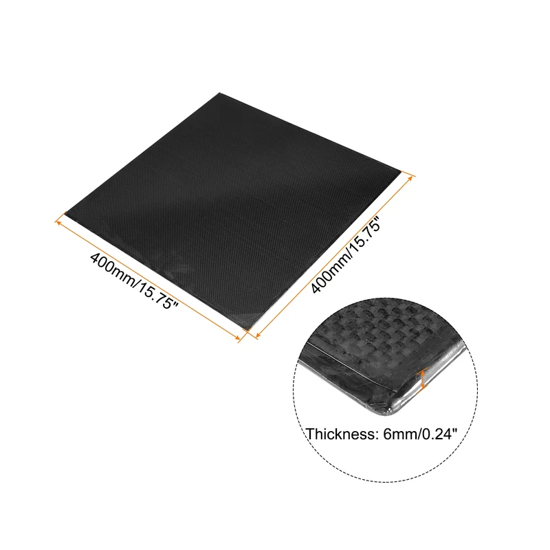 1 Pcs Carbon Fiber Sheet 400x400x6mm Glossy Surface Plain Weave Panel Sheet