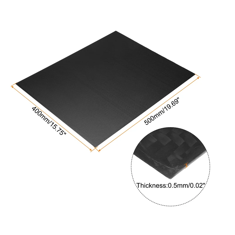 1 Pcs Carbon Fiber Sheet 500x400x0.5mm Matte Finish Plain Weave Panel Sheet