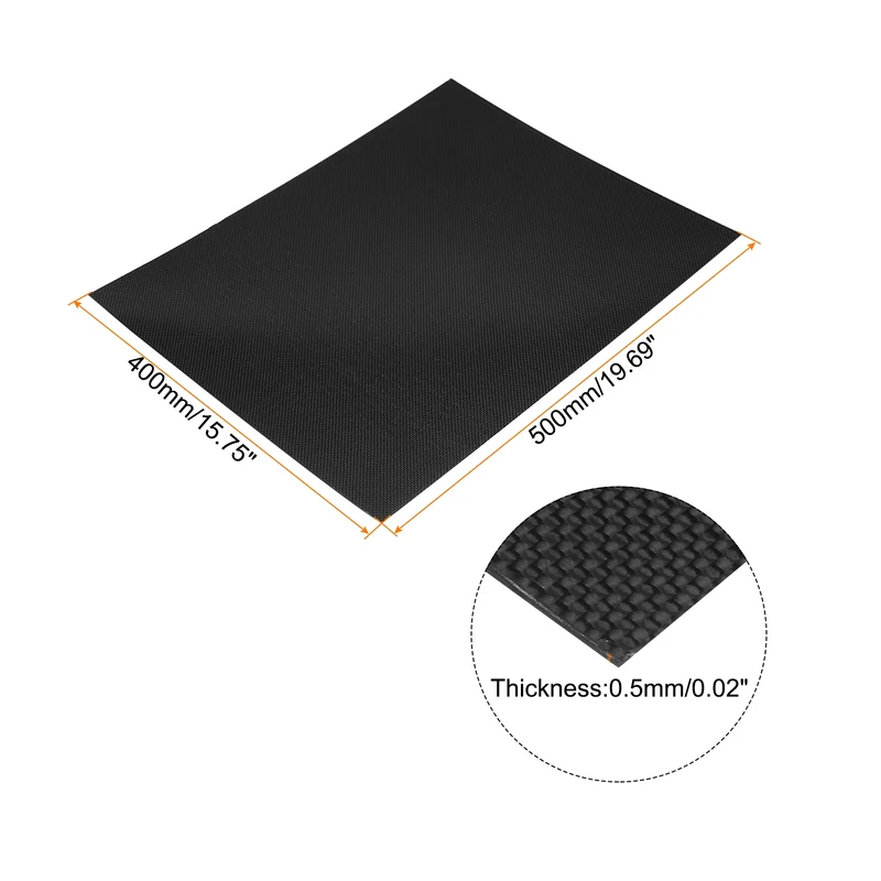 1 Pcs Carbon Fiber Sheet 500x400x0.5mm Glossy Surface Plain Weave Panel Sheet