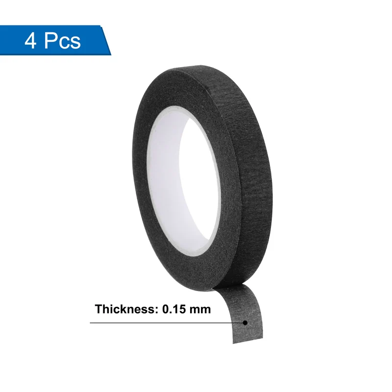 4 Pcs 0.4 Inch Wide 14 Yards Black Masking Tape Painters Tape Rolls
