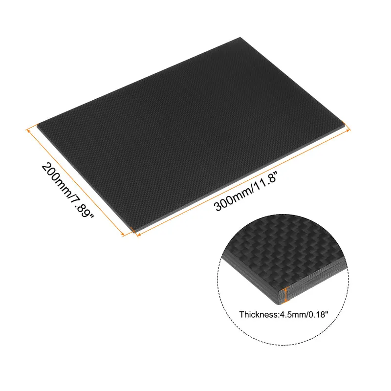 1 Pcs Carbon Fiber Sheet 300×200×4.5mm Glossy Surface Plain Weave Panel Sheet