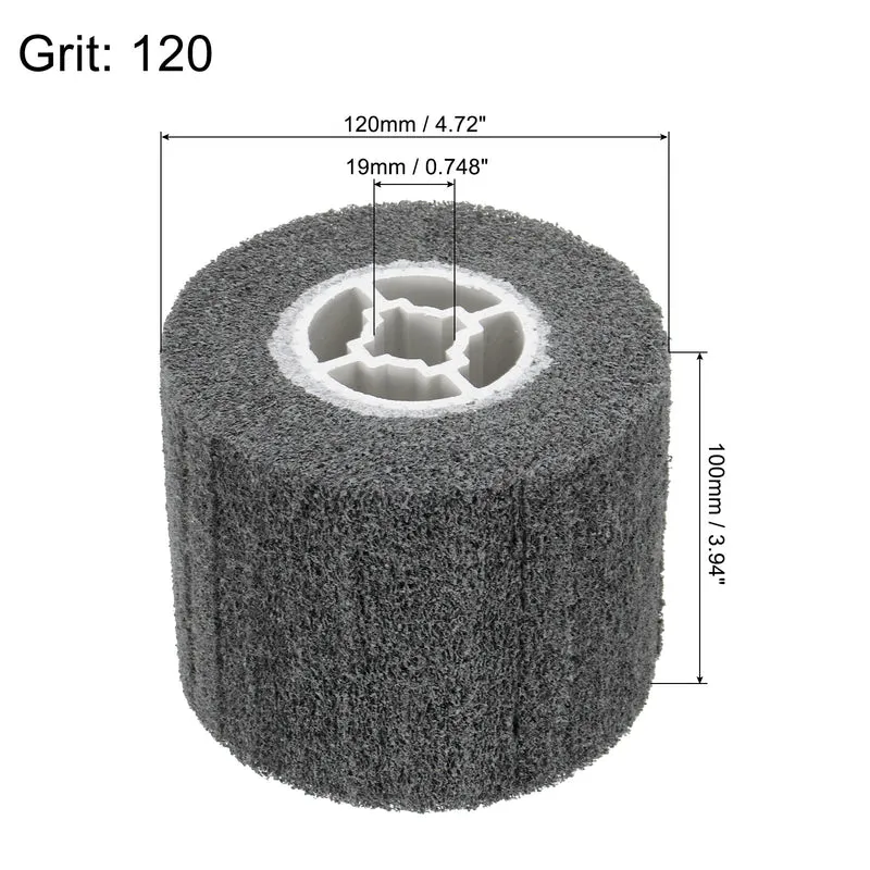 2pcs 120x100mm 120 Grit Non-Woven Wire Drawing Abrasive Polishing Wheel Gray
