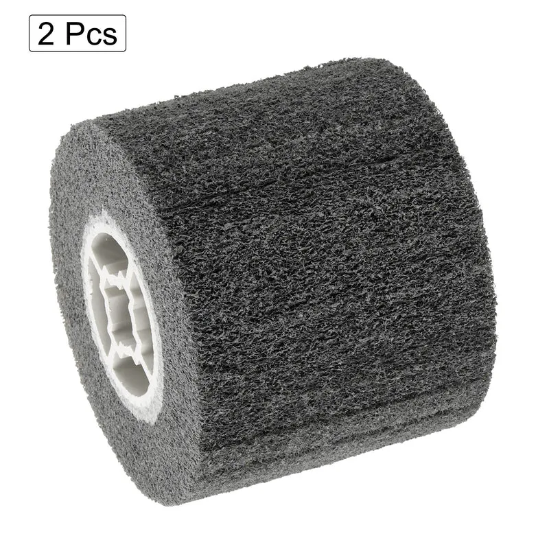2pcs 120x100mm 120 Grit Non-Woven Wire Drawing Abrasive Polishing Wheel Gray