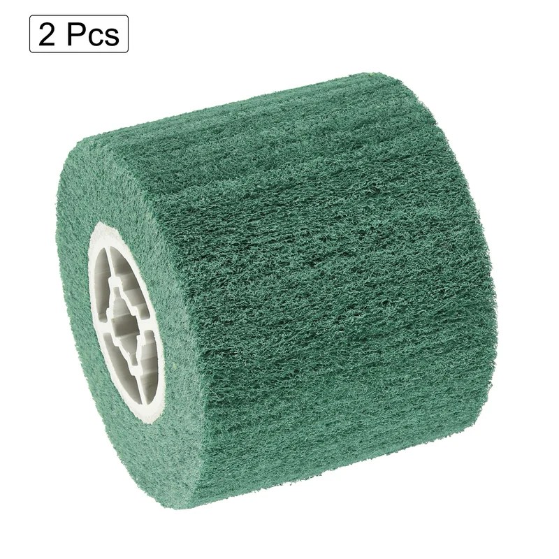 2pcs 120x100mm 800 Grit Non-Woven Wire Drawing Abrasive Polishing Wheel Green