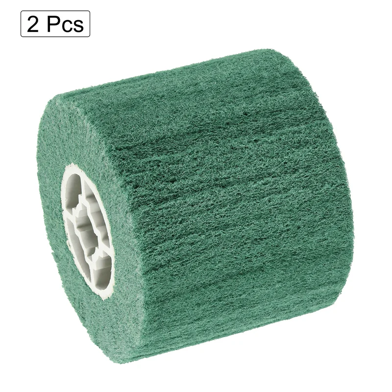 2pcs 120x100mm 600 Grit Non-Woven Wire Drawing Abrasive Polishing Wheel Green