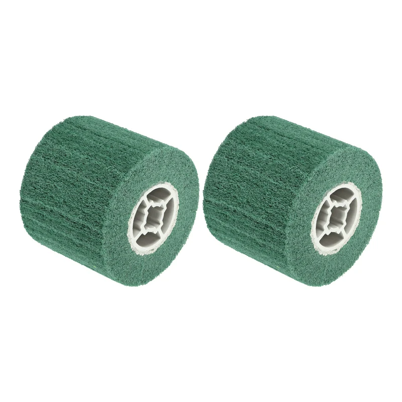 2pcs 120x100mm 320 Grit Non-Woven Wire Drawing Abrasive Polishing Wheel Green