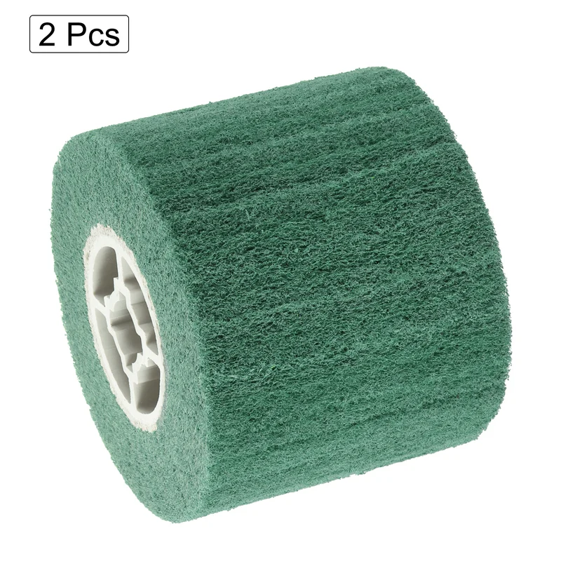 2pcs 120x100mm 320 Grit Non-Woven Wire Drawing Abrasive Polishing Wheel Green
