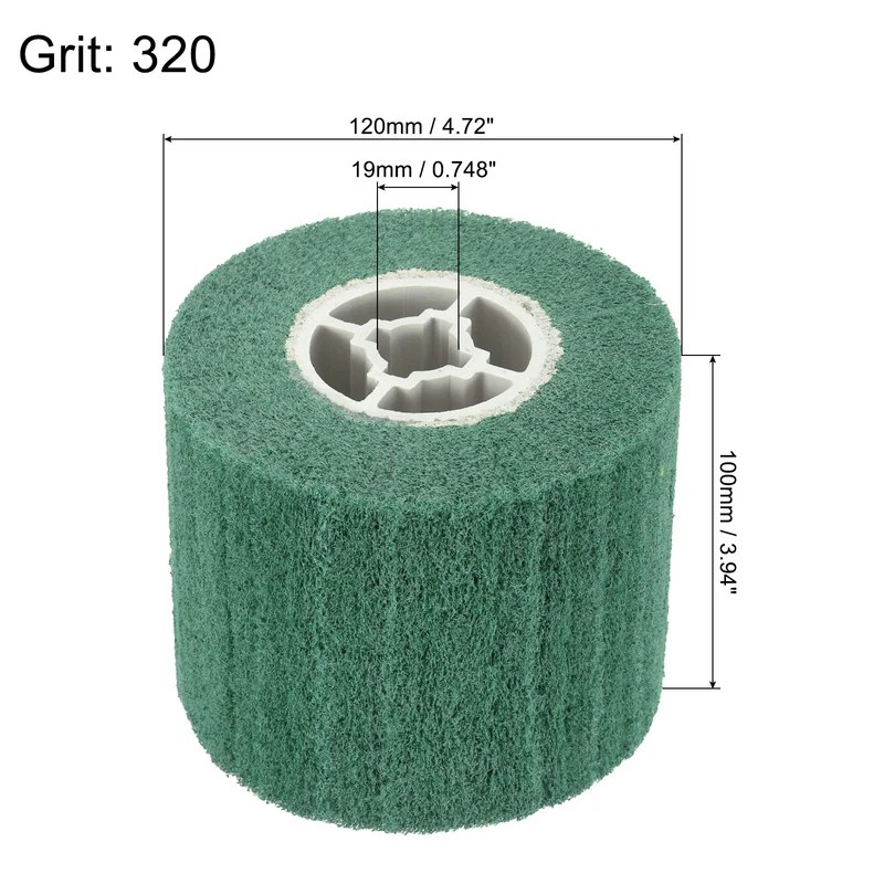 120x100mm 320 Grit Non-Woven Wire Drawing Abrasive Polishing Wheel Green