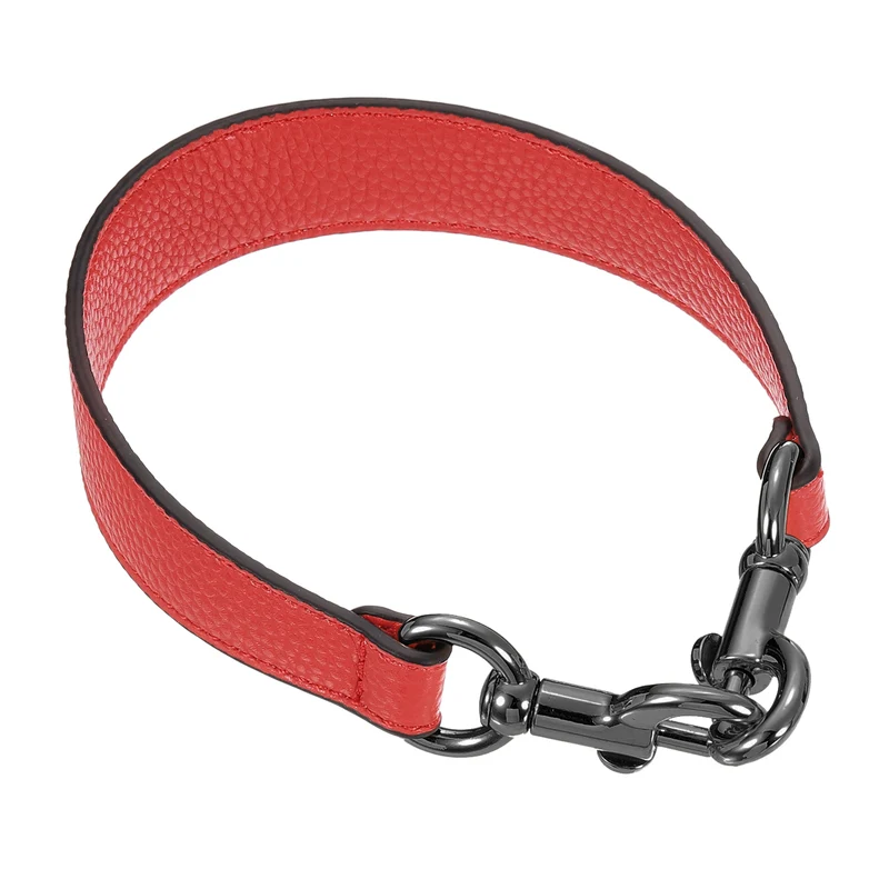 14.17 Inch PU Leather Short Bag Strap with Clasp, Red, Grey Buckle