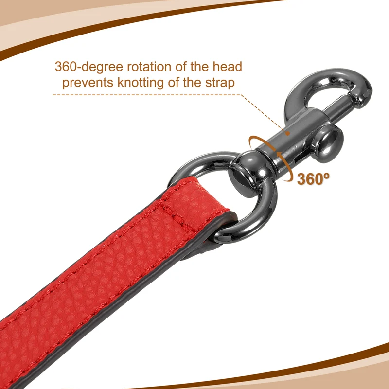 14.17 Inch PU Leather Short Bag Strap with Clasp, Red, Grey Buckle