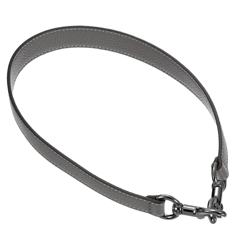 25.59 Inch PU Leather Short Bag Strap with Clasp, Grey, Grey Buckle