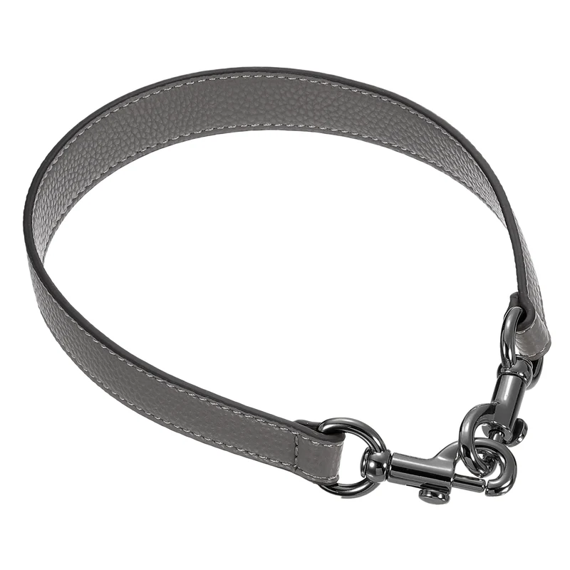 19.29 Inch PU Leather Short Bag Strap with Clasp, Grey, Grey Buckle