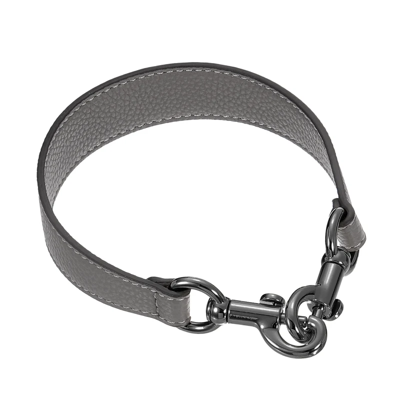 14.17 Inch PU Leather Short Bag Strap with Clasp, Grey, Grey Buckle