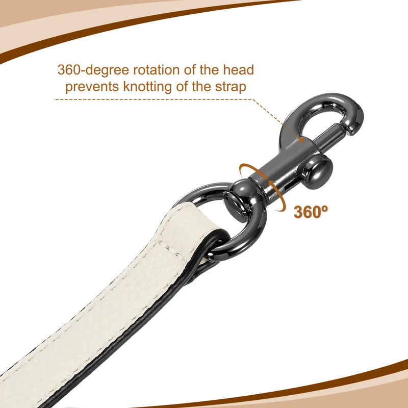 25.59 Inch PU Leather Short Bag Strap with Clasp, Beige, Grey Buckle